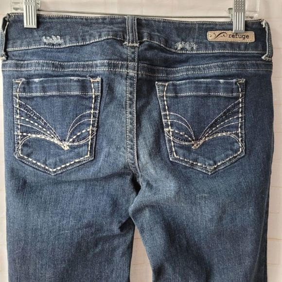 REFUGE POP STARLET FLARE Distressed Stretch Denim Jeans Womens Size 8 Long Tall - Picture 6 of 9